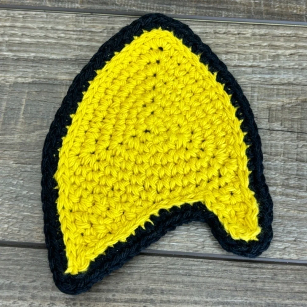 Coasters Star Trek Com Badge Shape Set of 2 Handcrafted Crochet by Seller Cotton